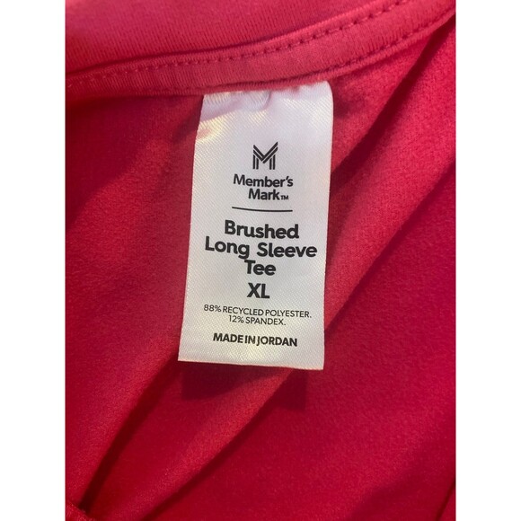 Members Mark Top Plus Size XL Bright Pink Brushed Long Sleeve + Stretch T Shirt - Picture 6 of 9